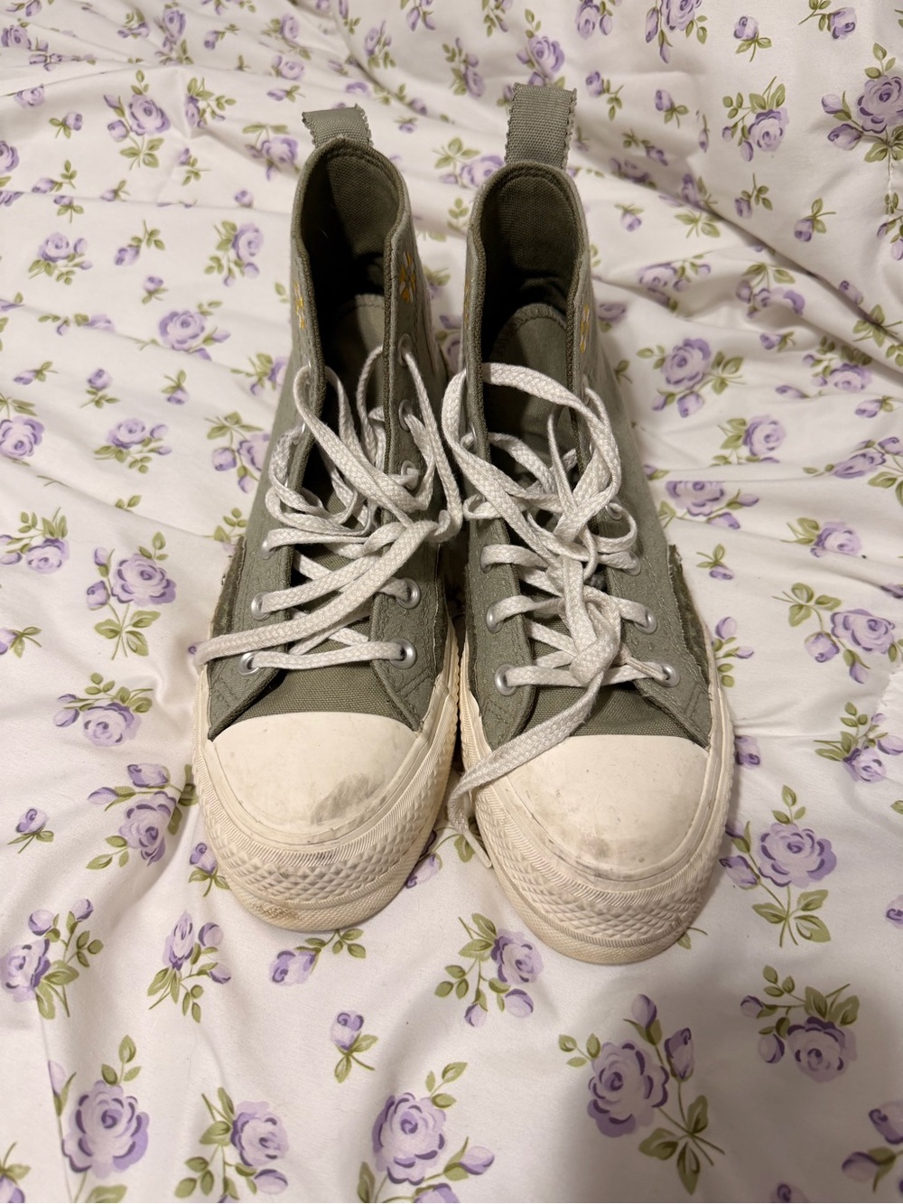 Converse Olive Green High-Top Canvas Sneakers with White Accents